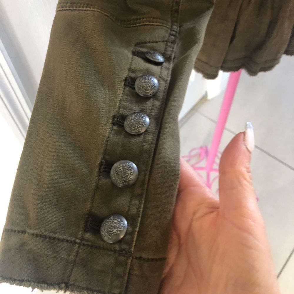 Free people green flared hem military jacket S - Picture 5 of 8